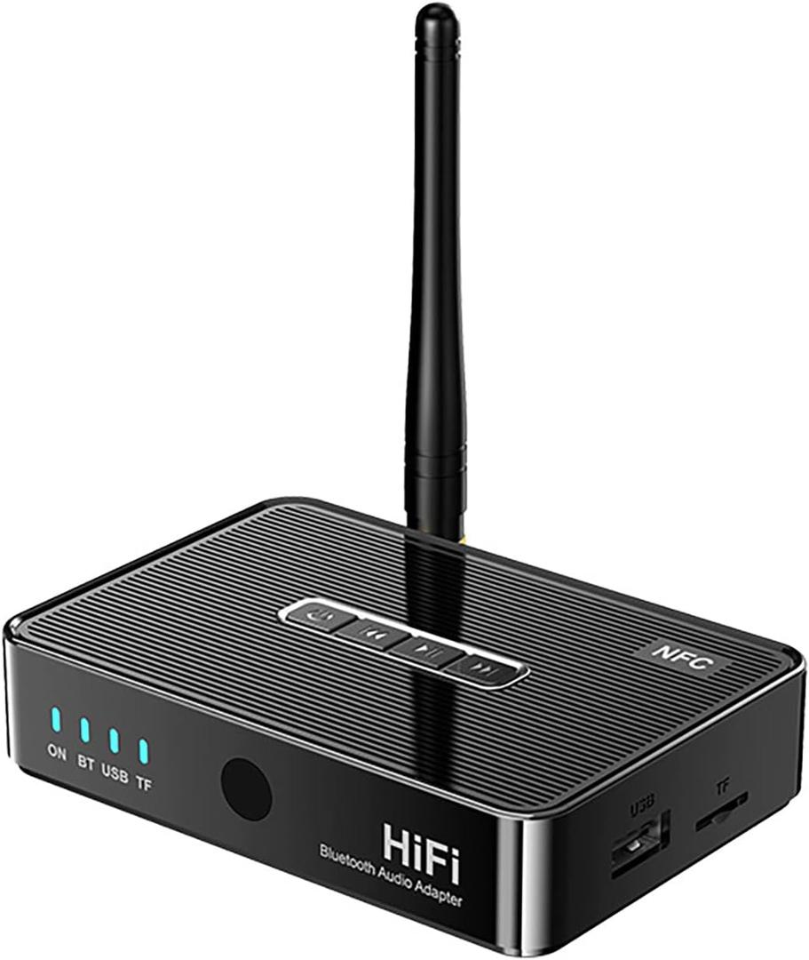 Bluetooth 5.1 Receiver, with NFC, AUX/RCA/U Disk TF Card/MIC Interface, Wireless Audio Adapter for Home Music