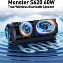 Monster Bluetooth Speaker, Wireless Portable Outdoor Bluetooth Speakers, 60W True Wireless Stereo IPX8 Waterproof, Dual PairingBluetooth 5.4 Built-in Mic, Outdoor Speaker