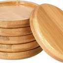 Frienda Trays 2.5 Inch Bamboo Round Plant Saucer for Most Plant Pot Flower Saucers Tray, Solution for Owl Pot with Hole(6 Pack)