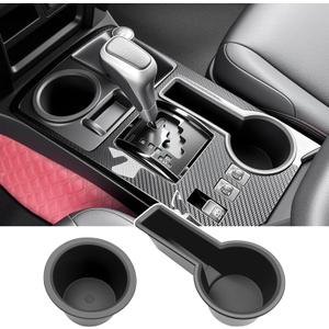 Upgrade Cup Holder Inserts for 2014-2024 Toyota 4Runner Center Console Cupholder Coaster Liner Replaces Mat for 4 Runner Interior Accessories Black(Center Console Left Front+Rear, 2PCS)