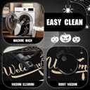 Dunzy 2 Pcs Halloween Doormat Outdoor Spooky Skull Welcome Mat 17"x30" & Black White Plaid Entrance Rug 28"x43" for Front Door Porch Non Slip Floor Mat Layered for Indoor Outside Entryway Decor