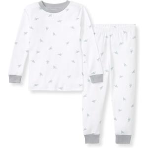 Burt's Bees Baby Boys' 2-Piece Long Sleeve Tee and Pants Organic Cotton Pajama Set (Blue Golden Bee, 2T)