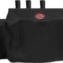 Char-Griller 3-Burner Dual Fuel Expandable Propane Gas and Charcoal Outdoor Polyester Grill and Smoker Cover in Black, 29in x 65in x 49in, Model 8080