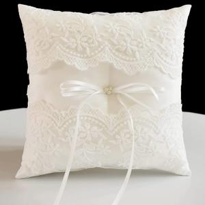 Wedding Ring Bearer Pillow, Ivory Lace Ring Pillow Ring Bearer Cushion for Wedding Cereomoy Party