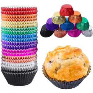 Foil Cupcake Liners - Rainbow Metallic Baking Cups for Weddings, Birthdays, Baby Showers - Standard Size Muffin Paper Cases - 10 Colors, 500 Pieces