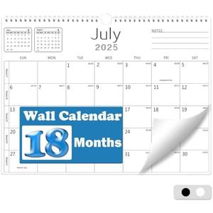 Calendar 2025-2026, Wall Calendar 2025-2026 from July 2025 to December 2026, 14.7"x11.5" 18 Months Wall Hanging Calendar with Thick Paper for Office Home School(White,14.7x11.5 inch) 2 Pack