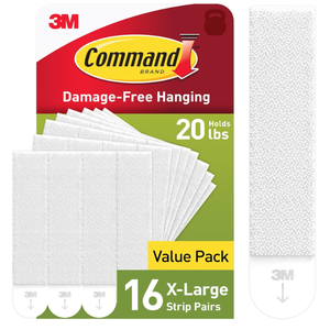 Command 20 lb XL Heavyweight Picture Hanging Strips 16 Pairs (32 Command Strips), Damage-Free Hanging Picture Hangers, Heavy Duty Wall Hanging Strips for Home Decor, White Adhesive Strips
