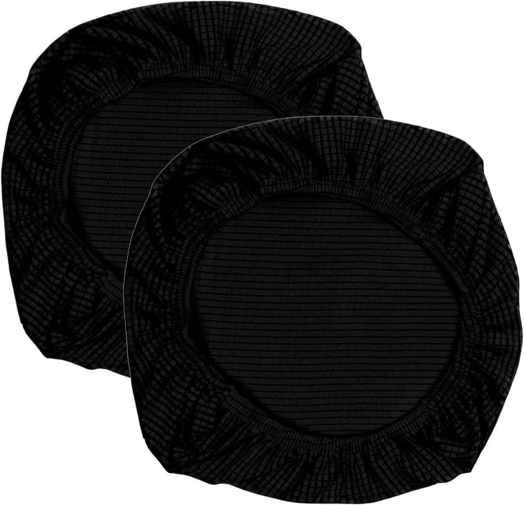 Yikko Soft Stretch Spandex Jacquard Slipcovers, Corn Grain Texture Chair Slipcovers fit for Office, Dining Room, Bar, Wedding Chair Seat Cushions, Washable Removable Home Decor (2, Black)