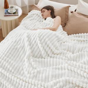 Bedsure King Size Blanket for Bed - GentleSoft Cozy Soft Blankets for Women, Cute Large Bedding Fleece Throws for Girls, Off White, 108x90 Inches