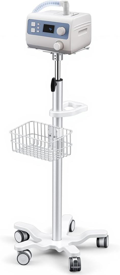 DaisyInner Adjustable Mobile Medical Cart with Wheels, Load up to 33 Lbs, Laptop Rolling Cart with Storage Basket 16.5" x 16.7" Large Tabletop Medical Trolley Workstation for Hospital, Lab Use(Tray)