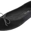 FEVERSOLE Women's Ultra Soft Colorful Memory Foam Cushioned Faux Suede Home Ballet Flats (7.5, Black Velvet)