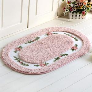 vctops Elegant Rose Flower Bathroom Rugs Bath Mat Door Mat Kitchen Welcome Mat Soft Non Slip Absorbent Rug Oval Pink 16" X 24"