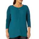 Lysse Caton Top Size XL Women's Blouse Keyhole Neck 23-2246-M3 Peacock Teal Flowy, XL