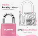Puroma 2 Pack Keyed Padlock with 3 Keys Alike, 7/8 Inch Locker Lock 40mm Heavy-Duty Locks for Gate Fence Hasp Cabinet Toolbox School Gym Locker (Pink)