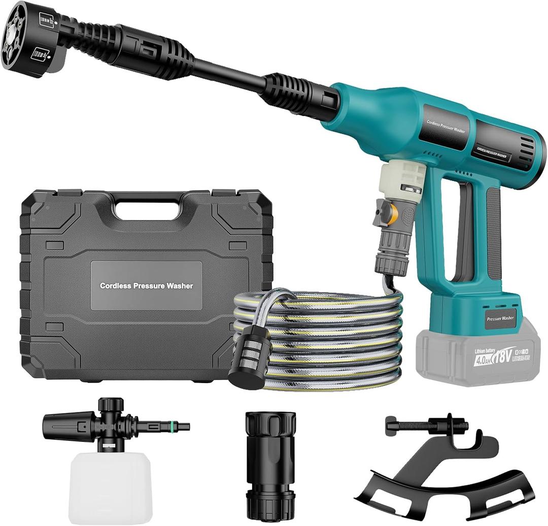 Cordless Power Washer for Makita 18V Battery, Portable Handheld Pressure Washer 700 PSI, with 5M Hose, 6-in-1 Nozzle, 4-Speed Settings, Battery Operated Pressure Washer for Car Floor Fence (Tool Only)