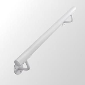 Purife 2 FT Heavy Duty White Metal Stairs Railing Indoor, Wall Mount Pipe Stair Handrail - Hand Rails for Indoor & Outdoor Steps, Banister Deck Porch Patio Railing, Wall Grab Bars for Seniors