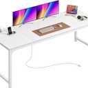 PRAISUN 70 x 24 Inch Computer Desk with Power Outlets & USB-C, White, 71 Inch