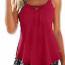 Daci Red and Floral Women’s Tankini Swimsuits - 2 Piece Tummy Control Bathing Suit Modest Flowy Swimwear with Boy Shorts 2026 XL (Red, XXL)
