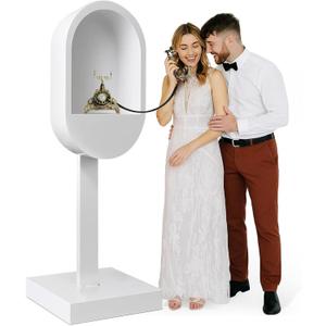 Audio Guest Book Stand Phone Booth for Wedding Party Leave a Message Video Phone Wedding Decoration Telephone Booth Box Audio Guestbook Stand White Recording Table