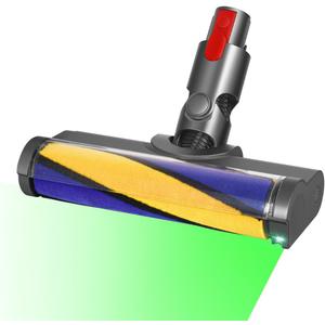 FUNTECK LED Soft Roller Cleaner Head Compatible with Dyson V15 V11 V10 V8 V7 Vacuum Cleaners, Illuminating Hidden Dust and Debris and Ideal for Smooth Hard Floors