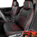 Full Set Seat Covers for Toyota Tacoma 2024-2026 4th Gen (Double Cab Gas Only), Faux Nappa Leather Waterproof Pickup Truck Accessories, Front Rear Row Protector for SR SR5 TRD Series Limited, BlackRed
