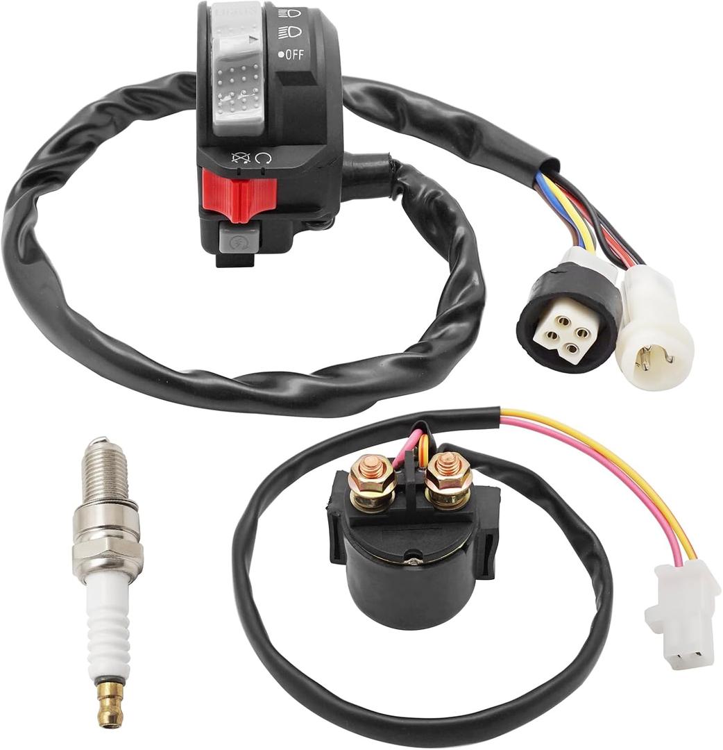 M MATI Start Stop Headlight Switch & Starter Solenoid Relay & Spark for Yamaha Warrior 350 87-95 Big Bear 350 Moto-4 350 250 22 86-94 Terra Pro 88 59V-83973-09-00 3HP-83973-00-00 4KD-81940-00-00