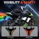 2018-2024 RGB Motorcycle LED Tail Light with DRL Compatible with Kawasaki Ninja 400&ABS/250/Z300/Z400/ZX-6R&10R&25R&4R Accessories Brake Lights Sequential Dynamic Instruction Adjustable Control Color
