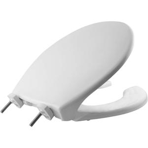 BEMIS 7750TDG Commercial Heavy Duty Open Front Toilet Seat with Cover, Industrial Seat with Secure Installation, Made in USA, Round, White