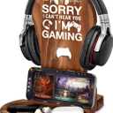 CryCarrot Gamer Gifts for Men Teenage Boys Birthday Easter Basket Stuffers, Headphone Stand Gaming Easter Gifts for Him Men Son Boyfriend Brother, Gamer Lovers Room Decor Stuff Wooden Headset Holder