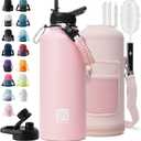 DYSANKY Insulated Water Bottle | Thickened Stainless Steel for Gym and Hiking with Straw, Carrier Bag, Handle Strap | BPA-Free 87 oz