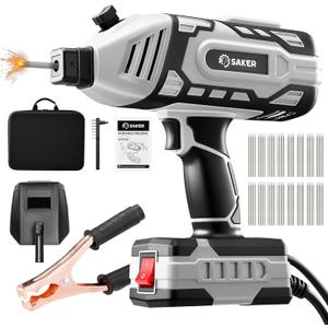 Saker Portable Welder Handheld Welding Machine with 5-Level Current Adjustment, IGBT ARC Welder Gun with 80 Welding Rods, 110V Plug & Play for DIY Home Garage Metal Welding