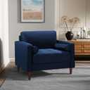 Studio Living Lexington 39.4" Arm Chair, Mid-Century Modern, Pocket Coil Comfort, Easy Assembly, Woven Fabric, Navy Blue