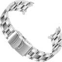 Juntan Stainless Steel Curved Solid End Tapered Watch Band, 18mm 20mm 21mm 22mm Watch Bands Metal Watch Strap Bracelet Deployment Double FlipLock Buckle Silver Black Silver Gold (Brushed & Polished Silver)