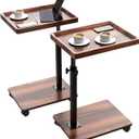C Table End Table Adjustable Height, 360Swivel TV Tray Table for Small Spaces, Couch Tables That slide under, C Shaped Side Tables living room and bedroom for Sofa, Bed,Chair, Snack (2, Walnut Brown)