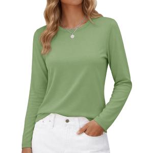 YUCOLEN Long Sleeve Shirts for Women Cotton Crewneck Casual T-Shirts Soft Basic Tee Long Sleeve Tops (Medium)