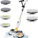 Cordless Electric Mop for Dewalt 20V Battery (NO Battery), 2 in 1 Spin Mop & Electric Floor Scrubber Machine with LED Light & Water Spray, 800 RPM Rotating Electric Mops for Floor (White Yellow)