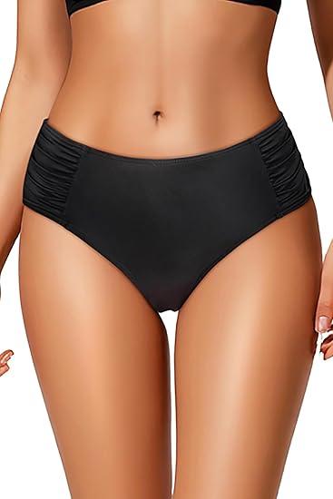 Tempt Me Women Bikini Bottoms Mid Waist Bathing Suit Swimsuit Ruched Swim Bottom XL
