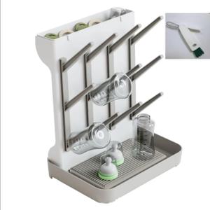 Baby Bottle Drying Rack, Countertop Bottle Dryer, Cup Drying Rack, for 12Pc Bottles and Accessories,Pump Parts,Pacifiers,Vitality Grey,Free small brush for cleaning