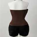 Women's Plus Size Draped Halter Tops Backless Sleeveless Fitted Elegant Top Night Out Clothes (Brown, XL)