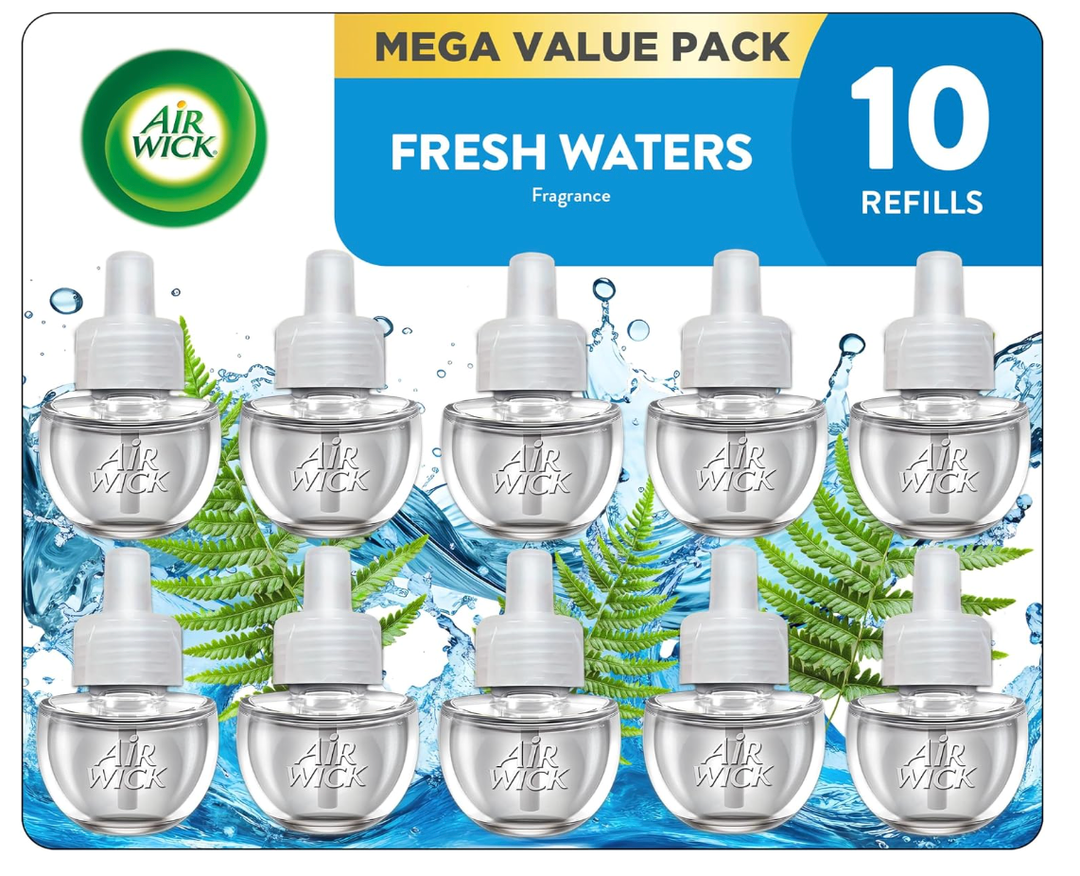 Air Wick Plug In Refills Fresh Waters, Essential Oils,10 Count