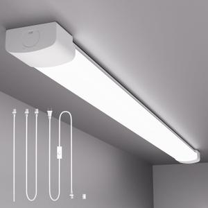 Plug in Ceiling Light 4FT Linkable 36W 5000K LED Shop Lights for Workshop Garage, Plug in Tube Light Fixture, 4500LM Closet Wall Light for Workbench Kitchen Office Bathroom, Triproof, 4FT-1PCS/with plug