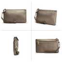 befen Genuine Leather Wristlet Clutch RFID Blocking Bag Cell Phone Wallet Purse Wristlet Wallet Purses and Handbags for Women (Metallic Bronze Pewter)