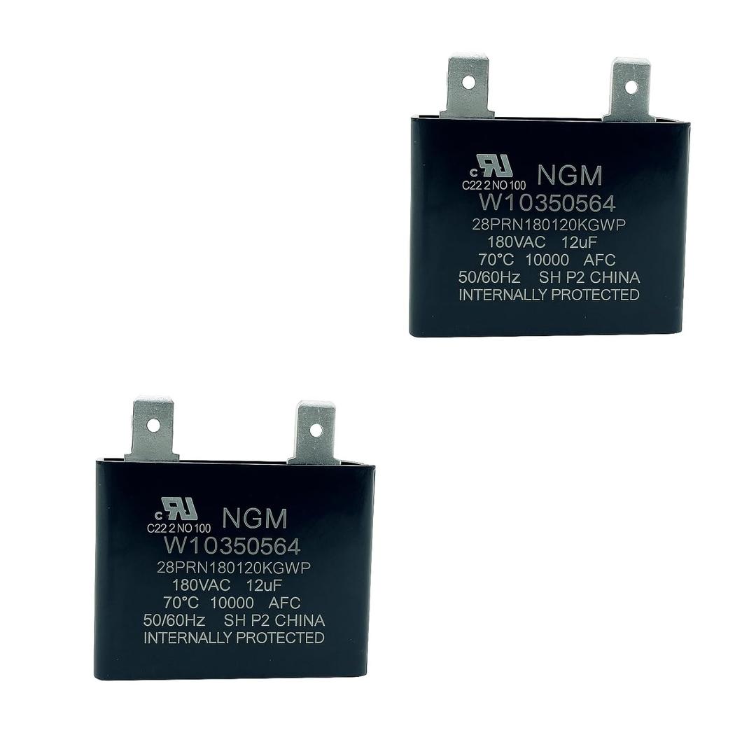 W10350564 WPW10350564 Refrigerator Compressor Capacitor, 2 Pack Replacement, Stable Start & Long-Lasting Performance