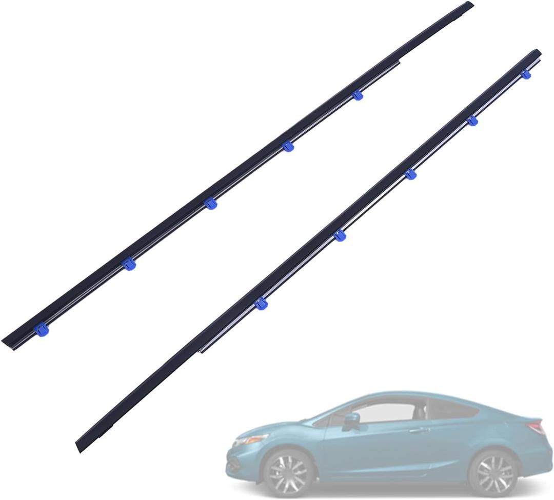 Weatherstrip Window Moulding Trim Seal Belt 2Pcs 72410-TS8-A01 72450-TS8-A01 Compatible with Honda Civic Coupe 2D 2012-2015