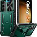 FNTCASE for Samsung Galaxy S23 Phone Case: Military Grade Drop Proof Protection Rugged Protective S23 5G Cell Mobile Cover with Kickstand & Slide | Shockproof TPU Matte Textured Sturdy Bumper Cases (Green)