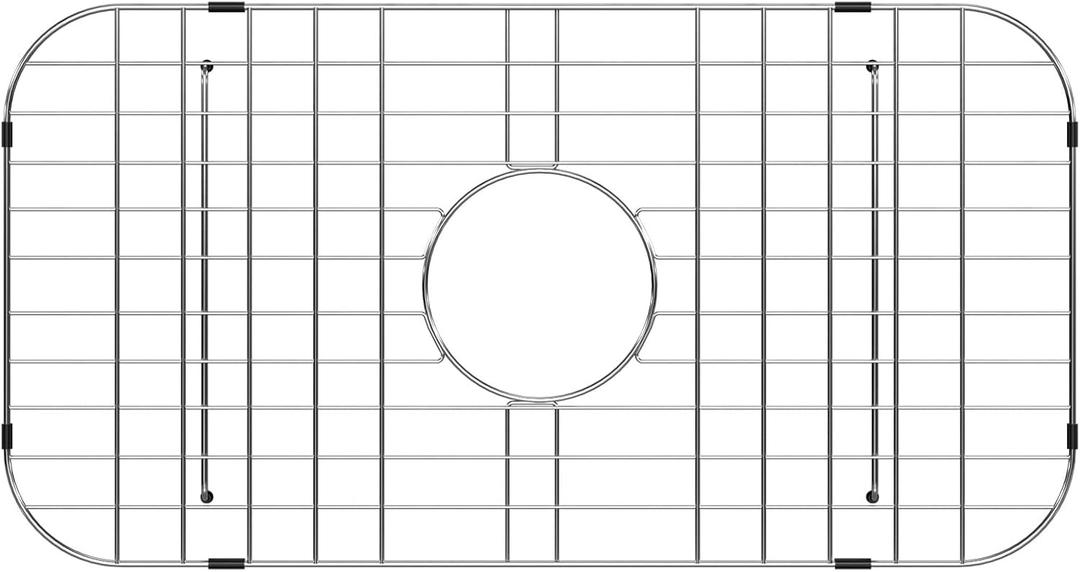 Sink Grid for Bottom Rinse - Lordear Sink Protectors for Kitchen Sinks Universal Bottom Grid 24.09 x 12.6 Inch 304 Premium Stainless Steel Protector Grid Sink Grate Rack - Center Drain