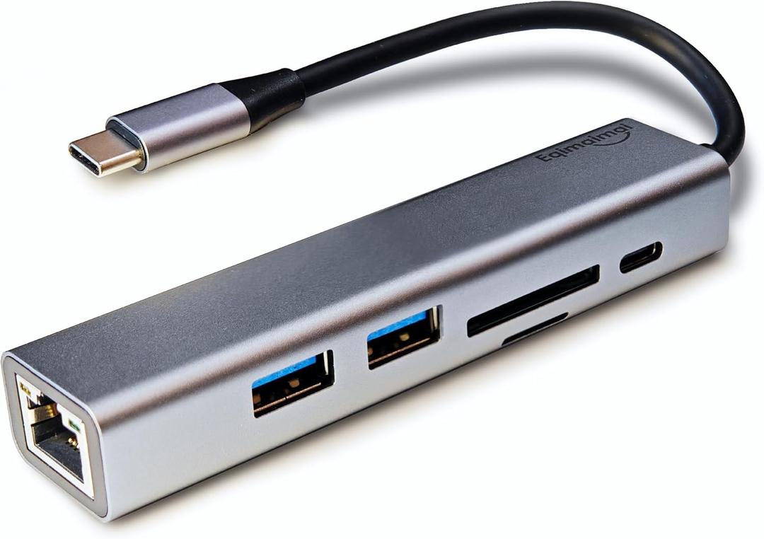USB-C Ethernet Adapter with 100W Charging Port & Multiport Hub - Gigabit Ethernet Adapter, 5GB USB 3.0, SD/FT for Laptops, MacBooks, Chromebooks & More