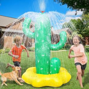 Water Sprinkler for Kids, 64" Large Inflatable Cactus Sprinkler Toy with Wide Spray Outdoor Summer Backyard Lawn & Garden Water Games for 3 4 5 6 Years and Up Boys Girls Outside Toys