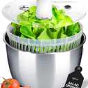 lily&stone Large Stainless Steel Pump Salad Spinner with Drain, Bowl, and Colander - Quick and Easy Multi-Use Lettuce Spinner, Vegetable Dryer, Fruit Washer, Pasta and Fries Spinner - 6.33 Qt (Clear)