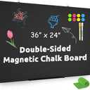 Magnetic Chalk Board Black Chalkboard Double-Sided Blackboard for Wall
36"x24" Black Aluminum Frame Large Black Board Office Kitchen Home Decor School Supplies